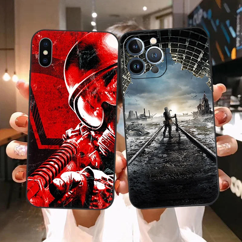 Мягкие чехлы для телефонов iPhone 14 15Pro 13 Pro Max 12 11 Mini 7 8 15 6 6S Plus SE XS XR X Game Metro 2033 черный