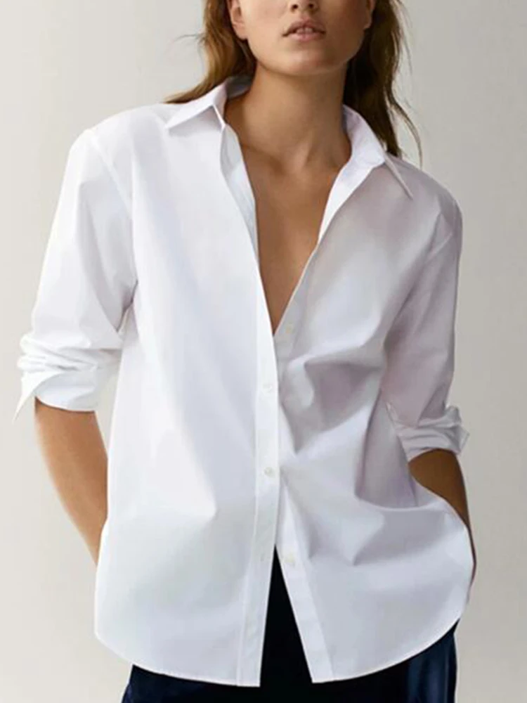 

Withered England Style Office Lady Simple Fashion Poplin Solid White Blouse Women Blusas Mujer De Moda 2022 Shirt Women Tops