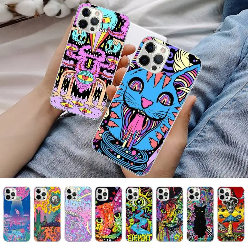 

Colourful Psychedelic Trippy Art Phone Case for iPhone 11 12 13 Mini Pro Max 8 7 6 6S Plus X 5 S SE 2020 XR XS 10 case