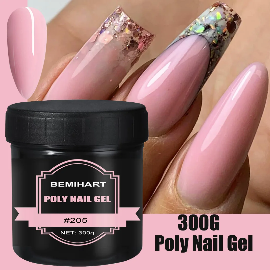 

BEMIHART Acrylic Gel Builder Nail Crystal Extension Gel 300ml Jelly Transparent Pink Nude White Fast Extending UV Nail Hard Gel