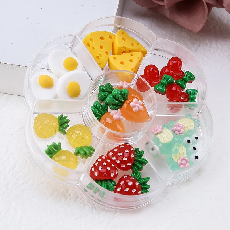

1Box Multi-Shapes Nail Art Resin Charms 7 Grids Designer Charms Gem Stones For Manicure DIY Nail Crafts Gel Polish Nail Stones