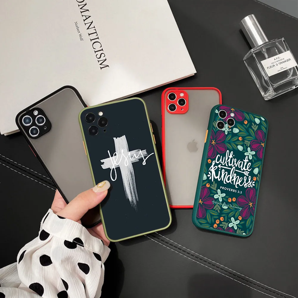 Phone Case For iphone 16 15 14 Pro Max 7 8 Plus 11 12 13 Mini XR XSMax Bible Jesus Christ Philippians Matte Translucent Cover