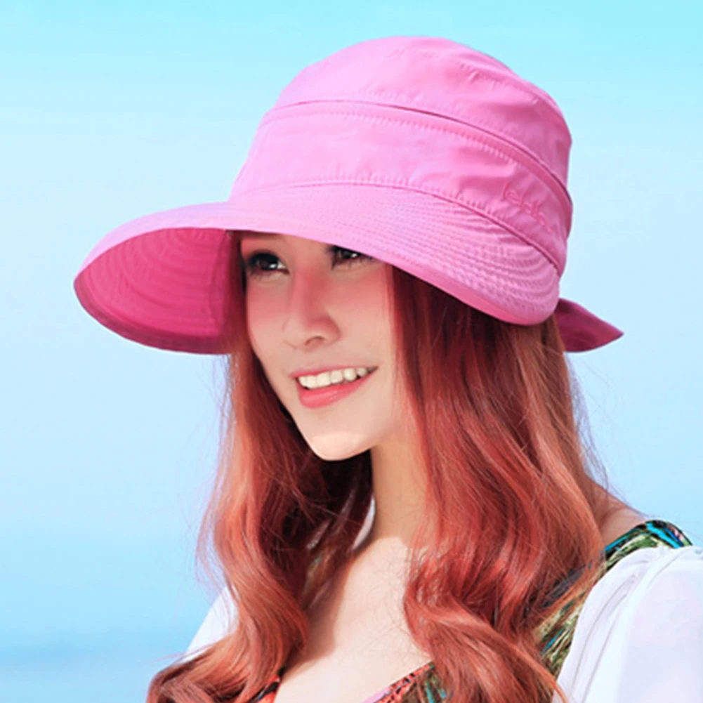 Women Sunhat Solid Casual Summer Fashion Visors Outdoor Bowknot Ladies Foldable Cap Korean Style Beach Hiking Travel Sun Hats #