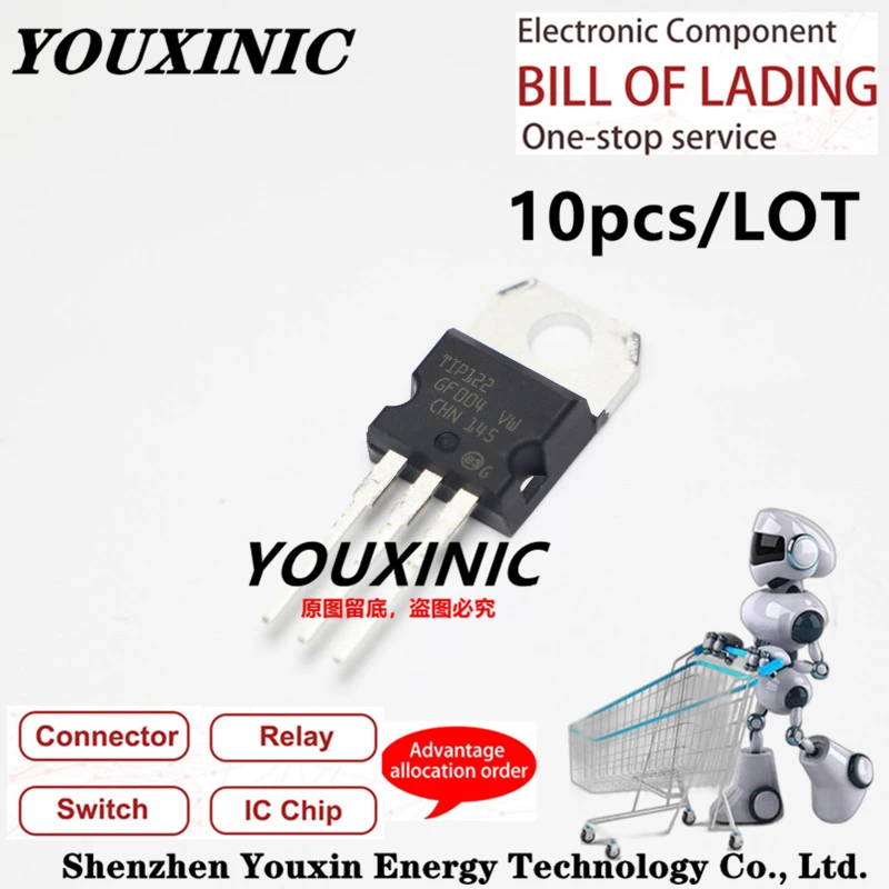 

YOUXINIC 2021+ 100% New Imported Original TIP122 TO-220 NPN Darlington Transistor 5A 100V