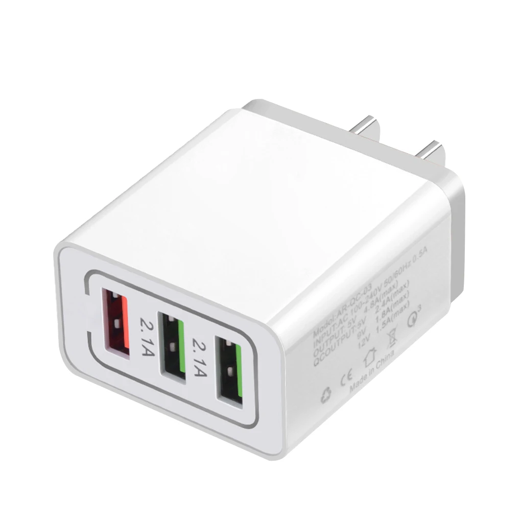 

QC3.0 Quick Wall Charger 3 USB Multi-port 5V/9V/12V Smart Travel Phone Charger 3 Ports US Plug