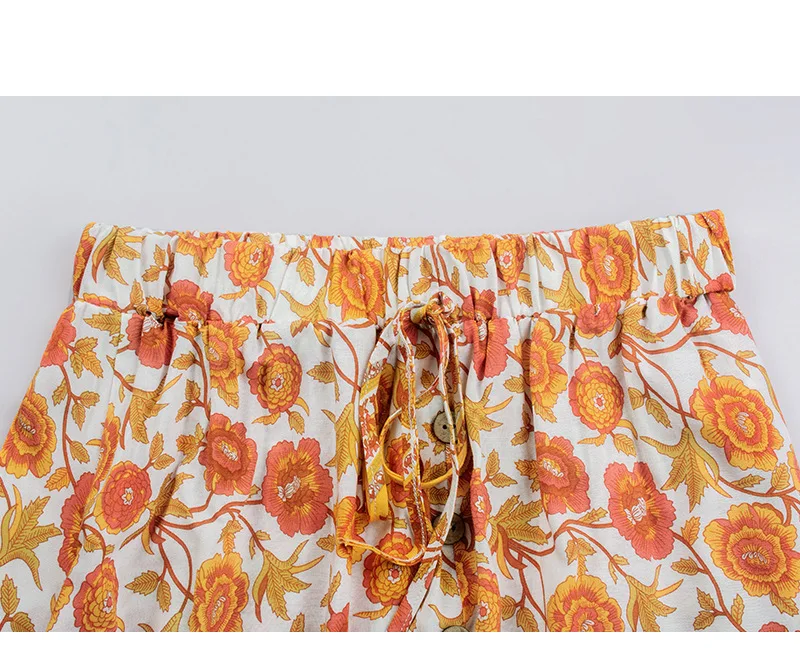 Long Skirts Summer Women's 2023 New High Waist Printed Breasted Button Slit Fashion Sexy Elegant Female Skirt