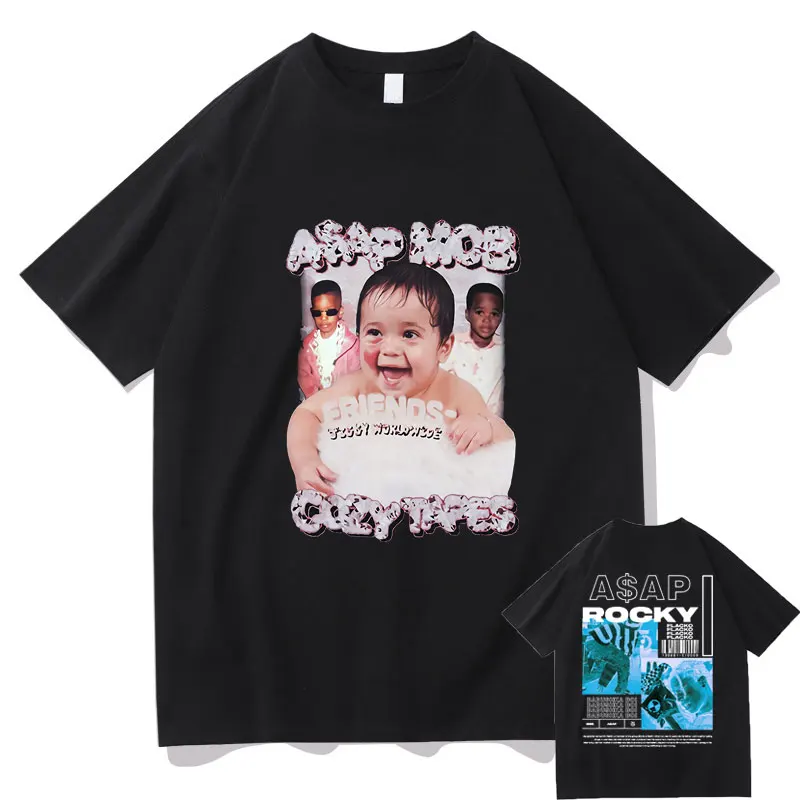 

Trend Fashion Style Asap Rocky Double Sided Print T-shirts Men Women Fashion Casual Tshirt Male Oversize O-neck Tee Streetwears