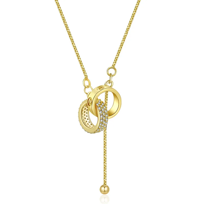 

Zircon Round Bead Double Necklaces For Women Stainless Steel Crystal Circle Pendant Necklace 2022 Korean Fashion Jewelry Collar