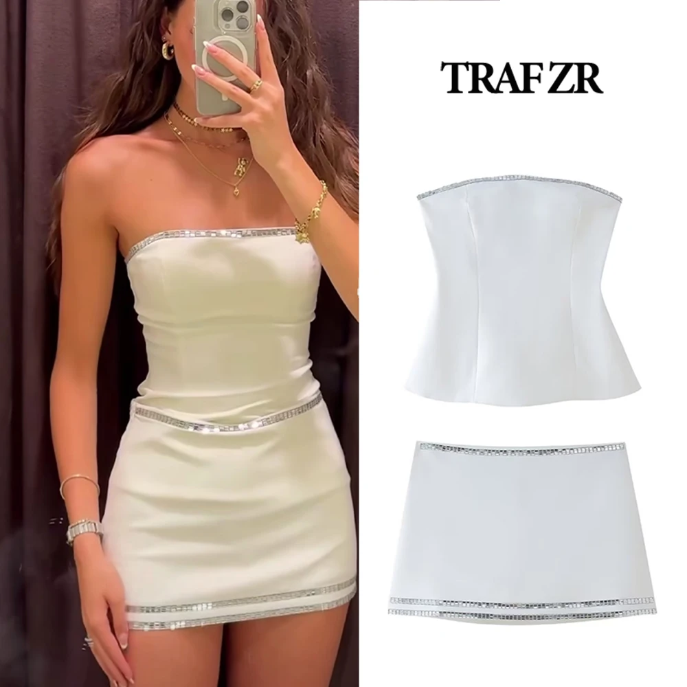 Летний женский костюм TRAF ZR из двух предметов элегантный шикарный топ с