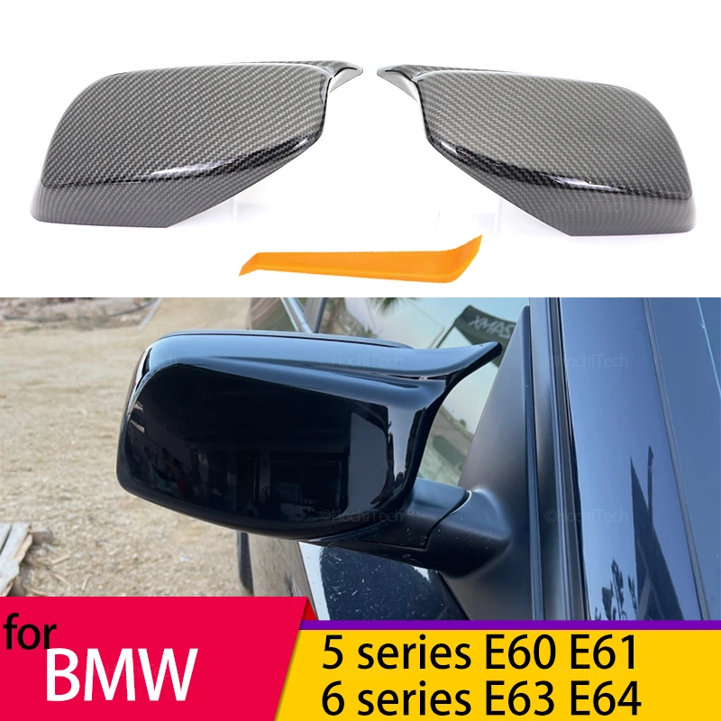 

Side wing mirror cover Carbon Fiber Pattern Black Replacement for BMW 5 Series E60 E61 E63 E64 2004-08 520i 525i 528i 528xi 530i