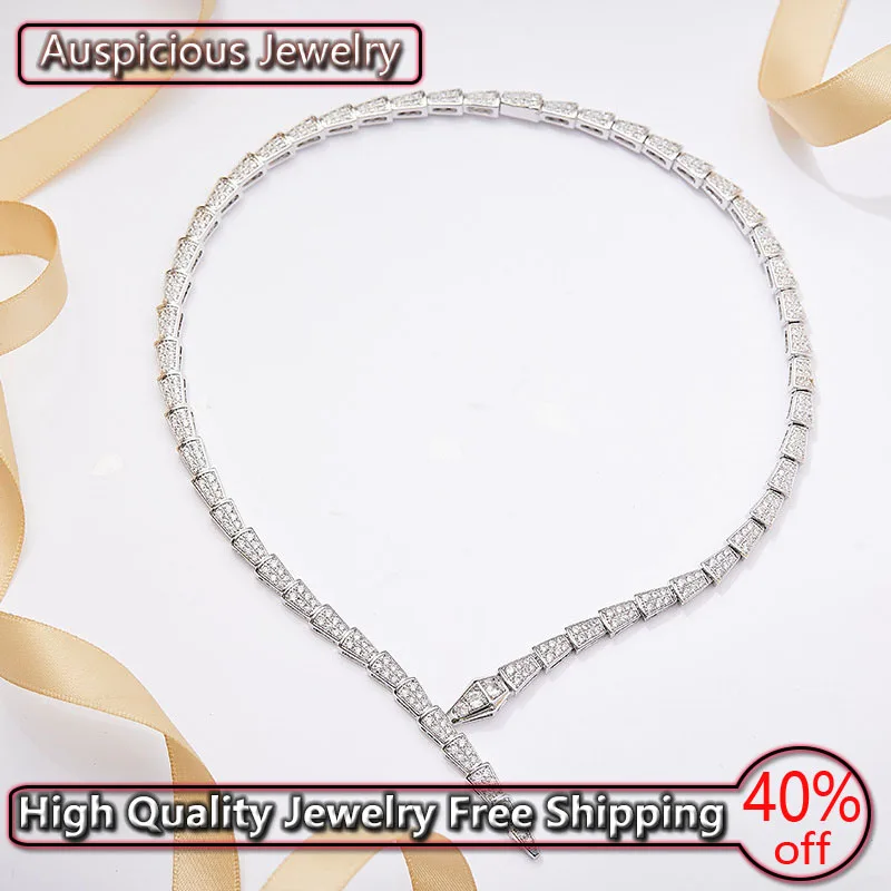 

2022 New Double Row Diamond Snake Choker Necklace Fashion Elegant Women's Party Clavicle Chain High Quality Luxury Jewelry Gift