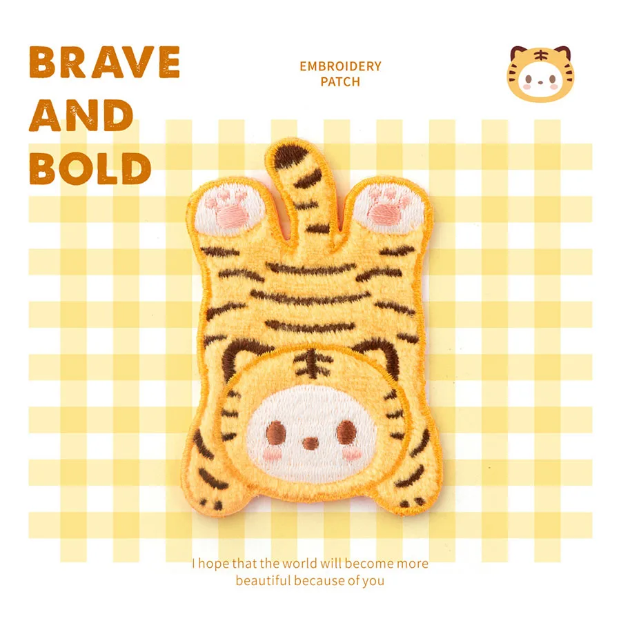 Цельный милый мультяшный тигр нашивки с вышивкой для одежды сумок мобильных