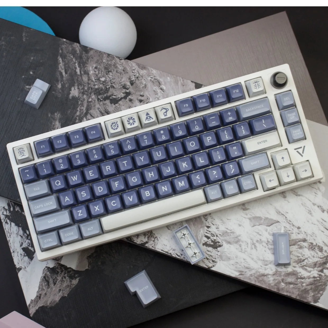 Mechanical Keyboard Keycaps SA Profile 172 Keys Fishing Theme Blue Color ABS Double Shot for 61 64 68 71 75 78 84 87 96 980 104