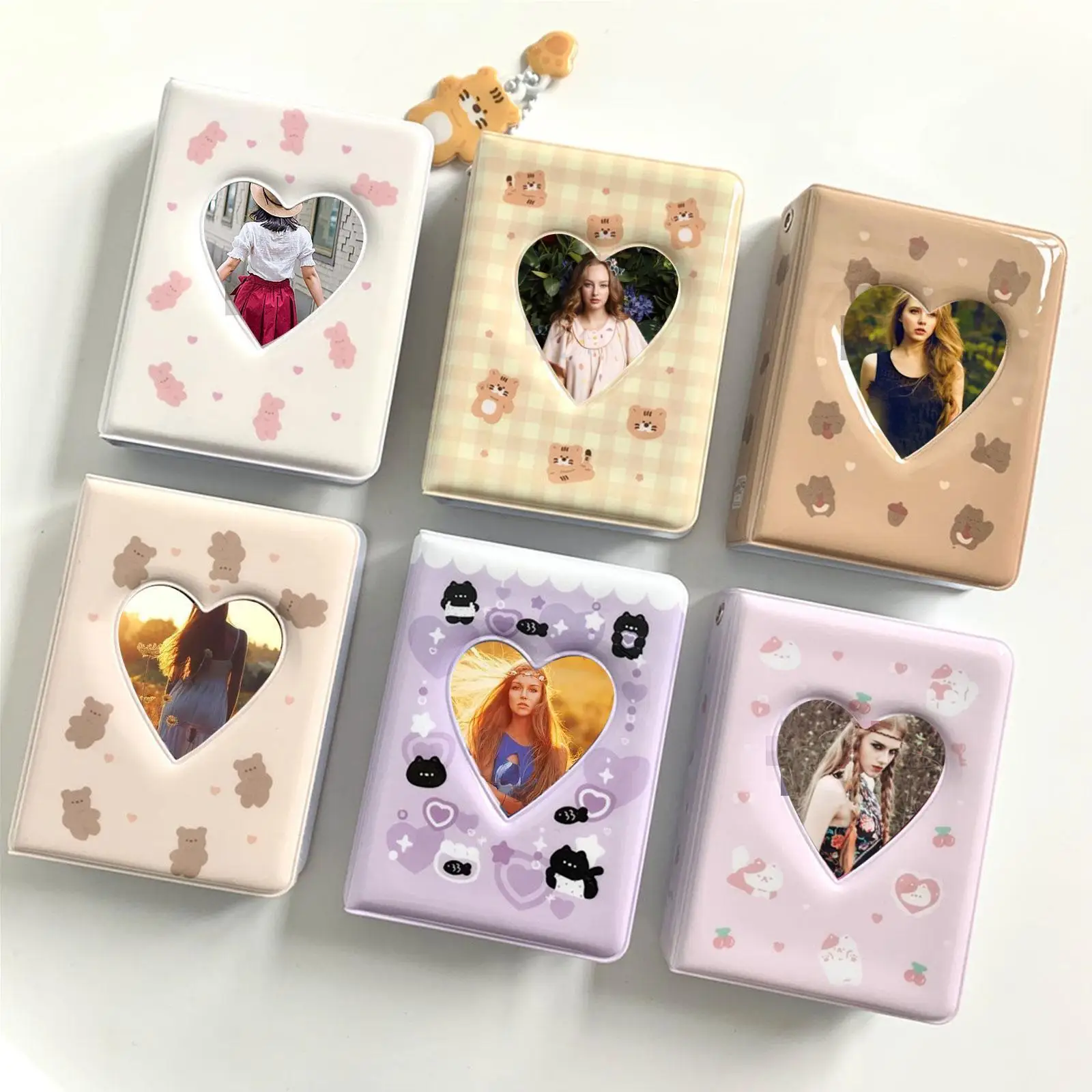 Купи Cute Bear Photo Album 3 Inch Love Heart Hollow Picture Card Photocard Book Binder Pockets Card Name F4Z5 Case Sto Holder 40 A9A9 за 114 рублей в магазине AliExpress