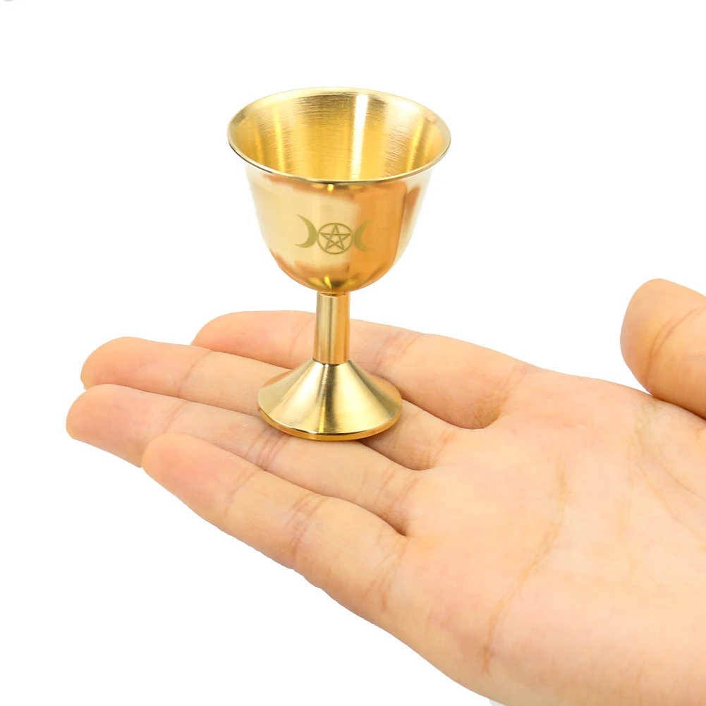 

Трехфазное украшение в виде Луны, алтаря, чашка для богомательной церемонии, Святого грейла, пентаграмма из чистой меди, латунная чашка, тар...