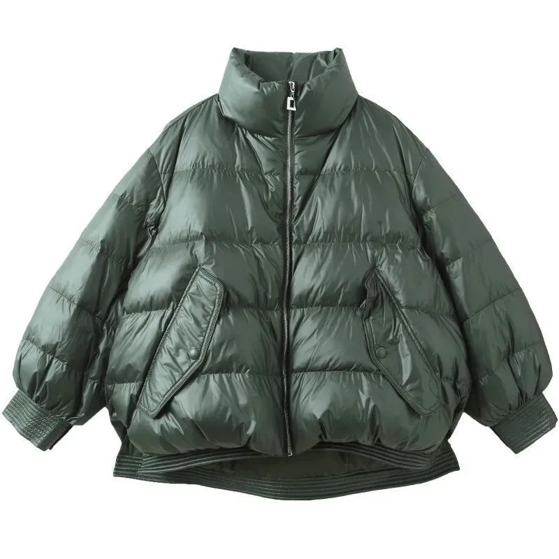 

Winter Coat Female Solid Color Stand Collar Zipper Pocket Jacket Warm Thickening Comfortable Fashion Commuter Women's Clothing