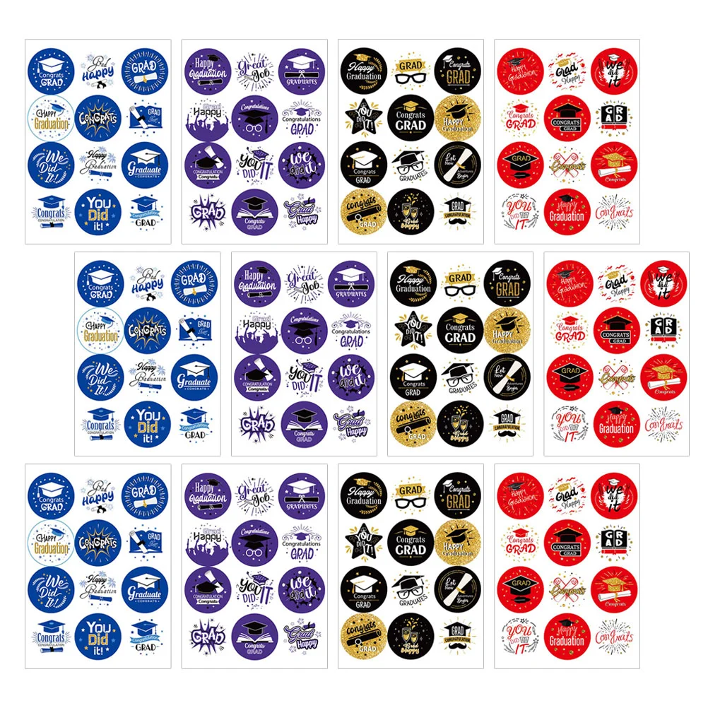 

24 Sheets Delicate Gift Packing Decals DIY Stickers Graduation Sealing Stickers