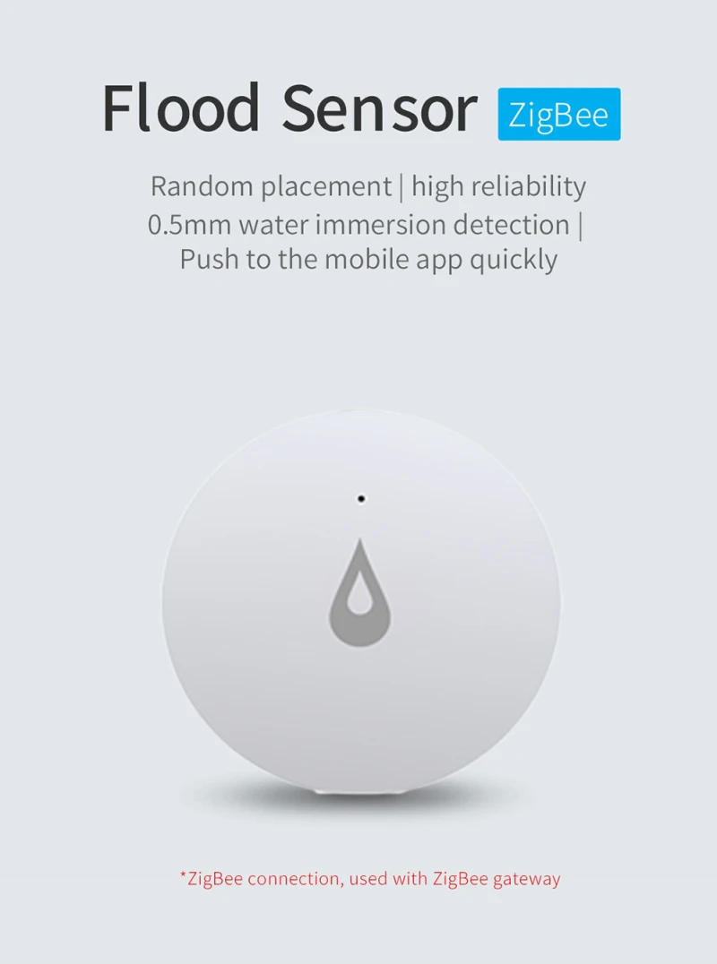 

ZigBee Water Leak Detector Flood Sensor Water Tank Full Water Linkage Alarm Smart Life APP Remote Monitoring Wholesale White