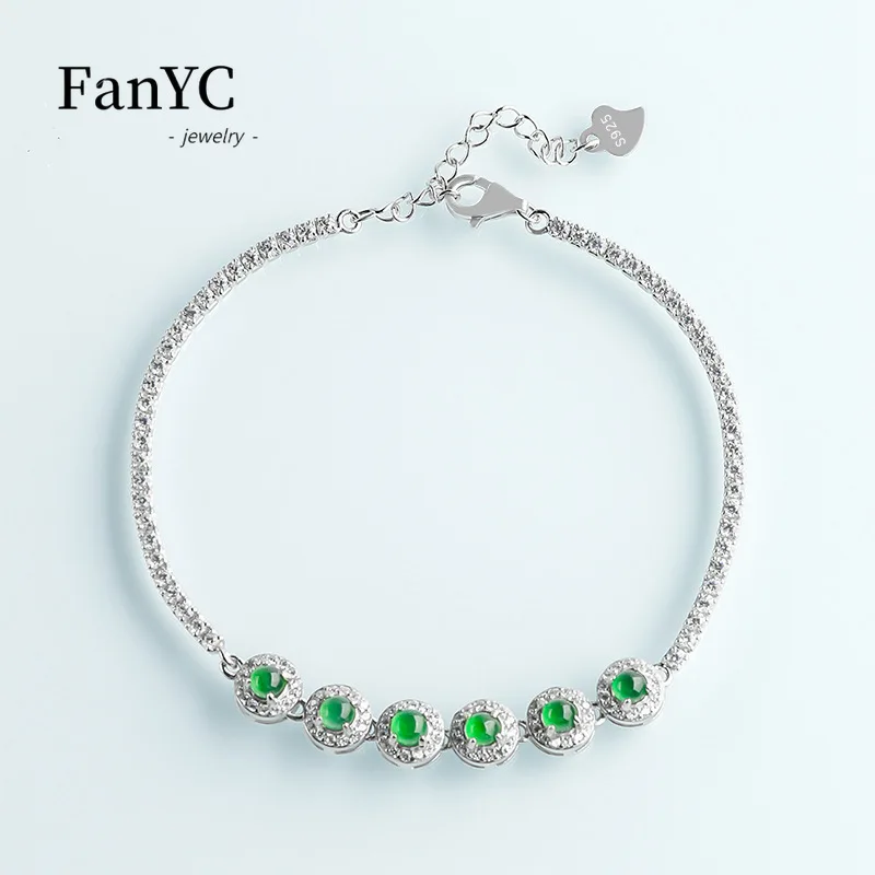 Браслет из Мьянмы а-товар Янг зеленый браслет серебро пробы инкрустированный