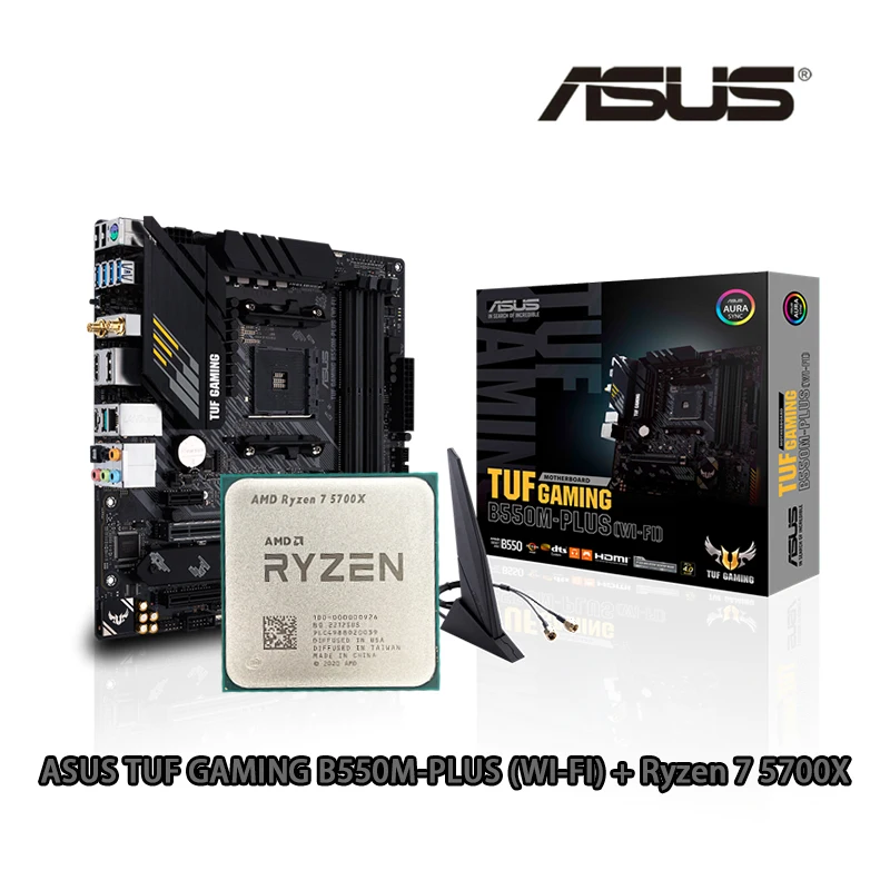 Материнская плата AMD Ryzen 7 5700X R7 CPU + ASUS TUF GAMING B550M PLUS (Wi-Fi) подходит для Socket AM4 новая но