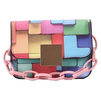 personalized fashion shoulder bag rainbow stitched women small square bag 2022 new simple chain portable messenger bag
