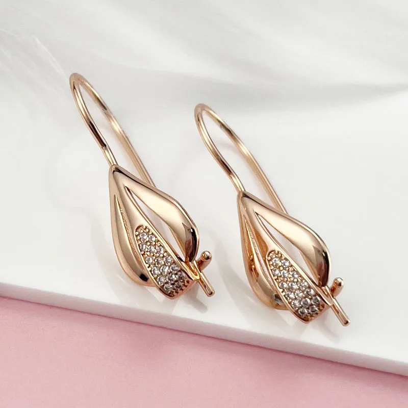 

Long Drop Unique Water Drop Rose Gold Temperament Earrings