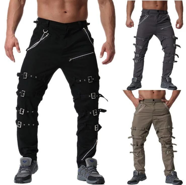 

2022 new Brand Men Joggers Hip Hop Harem Male Personal metal decoration Trousers Mens Solid High Quality Pants Sweatpants