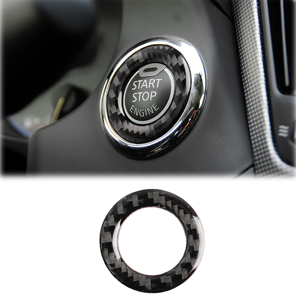 Engine Start Stop Switch One Button Decoration Cover Trim Decal Sticker for Infiniti Q50 2014-2020 Car Accessories Carbon Fiber