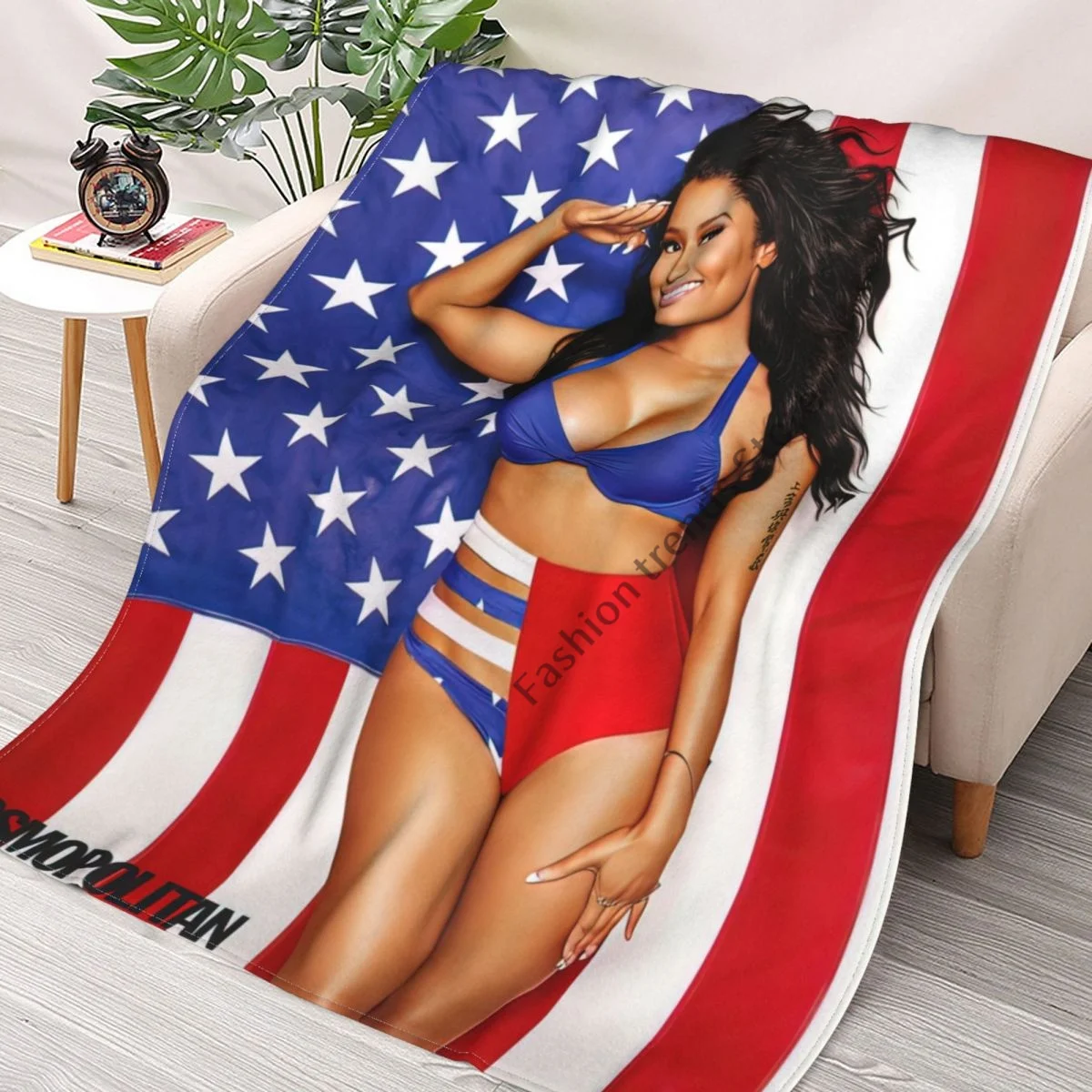 

American Flag Nicki Minaj Character Flannel Blanket 3D Print Throw Blanket for Adult Home Decor Bedspread Sofa Bedding Quilts