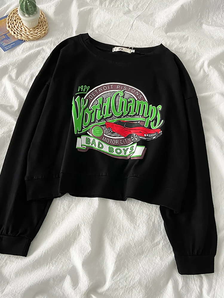 

new 2022 Autumn Women Printed Hoodies Long Sleeve O-Neck Sweatshirts Oversize Sweatshirt Loose Casual Pullovers