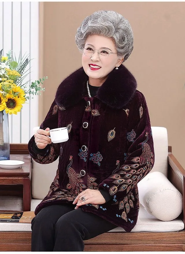 Женская одежда с винтажным принтом плюшевая толстая хлопковая куртка зимнее