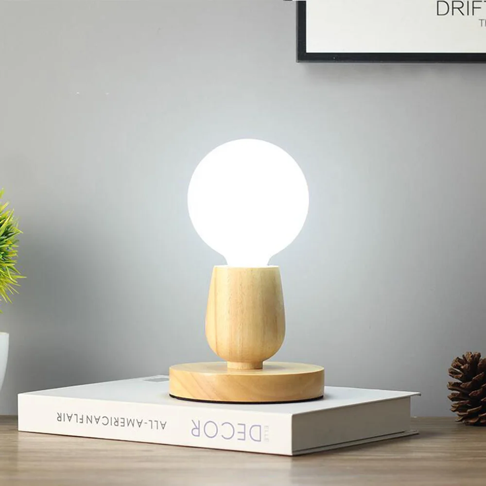 Винтажная настольная лампа в стиле ретро деревянный декоративный прикроватный