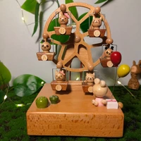 wooden music box toys hand crank diy birthday santa new year gift ideas home decor accessories ferris wheel