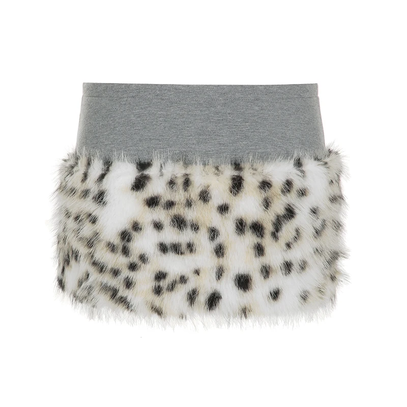 IAMHOTTY разноцветная облегающая юбка из искусственного меха контрастного цвета в