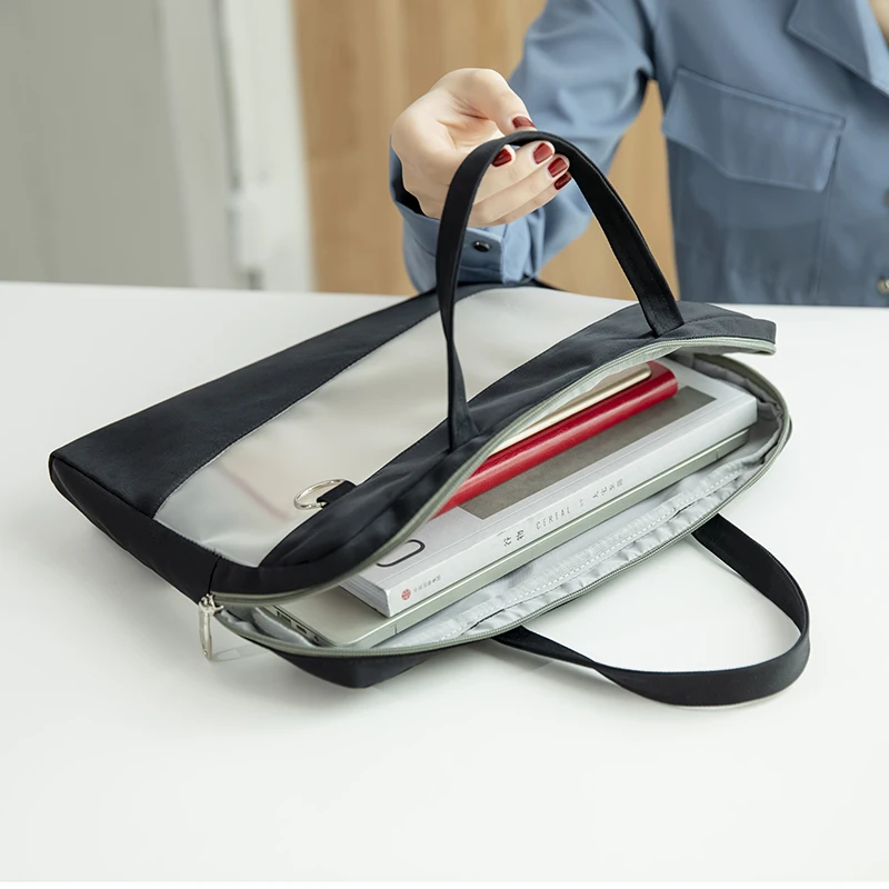 Transparent Computer Briefcase Waterproof File Folder Business Document Bag Set Students File Pocket Storage Bag Card  Holder