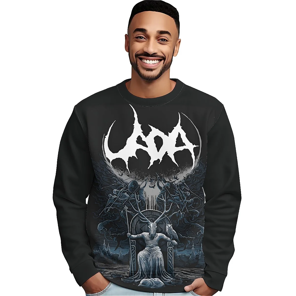 LIASOSO Uada Band Толстовка с 3D принтом на оккультной тематике длинный рукав круглый