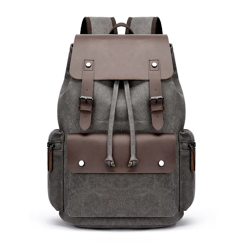 

Vintage Canvas Leather Backpack, Hiking Daypacks Unisex Casual Rucksack Durable Laptop Bag Travel Shoulders knapsack Schoolbag