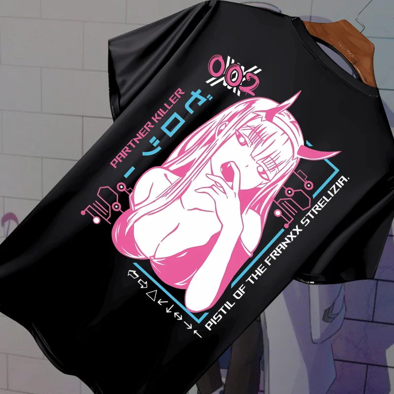 Аниме ZERO TWO Katun Premium 24s-футболка дистро Дарлинг в Franxx футболка оверсайз Dewasa