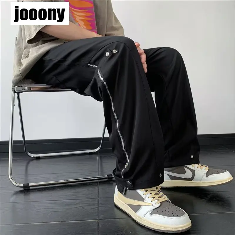 Брюки мужские прямые на молнии базовые модные однотонные повседневные