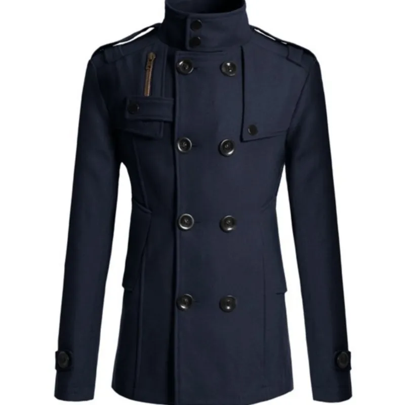 

Тренчкот средней длины, мужское пальто, зимняя куртка, Мужская ветровка, плотный однотонный черный тренчкот, мужской костюм в английском стиле