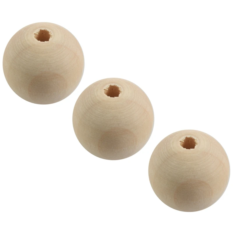 120X Natural Ball Wood Spacer Beads 25Mm(1Inch) -Jewellery Making Findings,DIY Crafts Wood Color