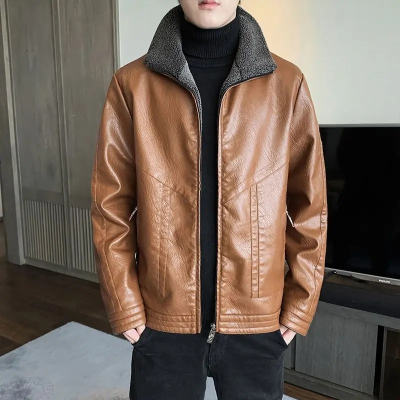 Мужская теплая куртка из овечьей шерсти свободная ветрозащитная Повседневная