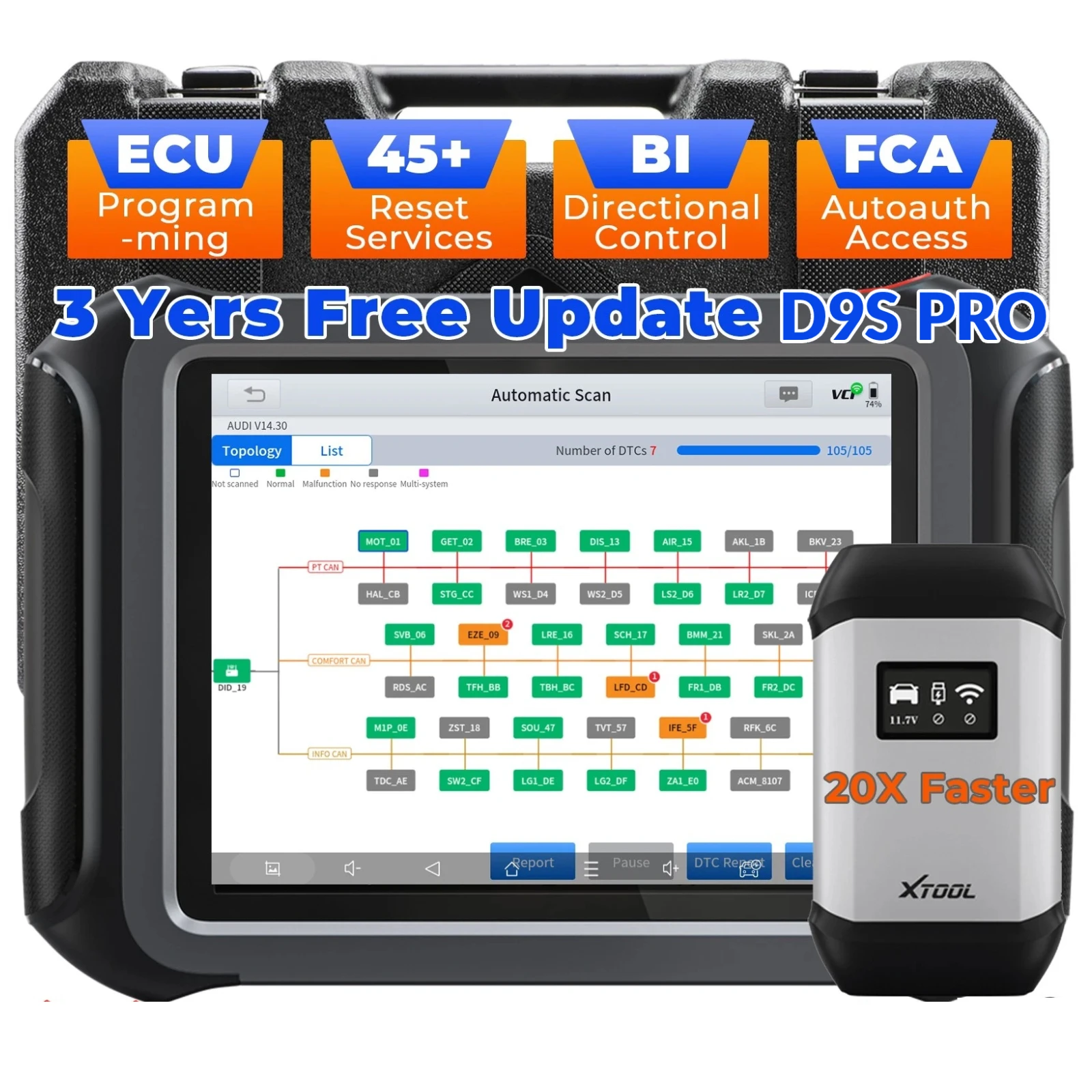Фото Диагностический сканер Xtool D9s Pro для автомобилей (США, склад), инструмент для диагностики ЭБУ и программирования, НОВИНКА 2026 года №1