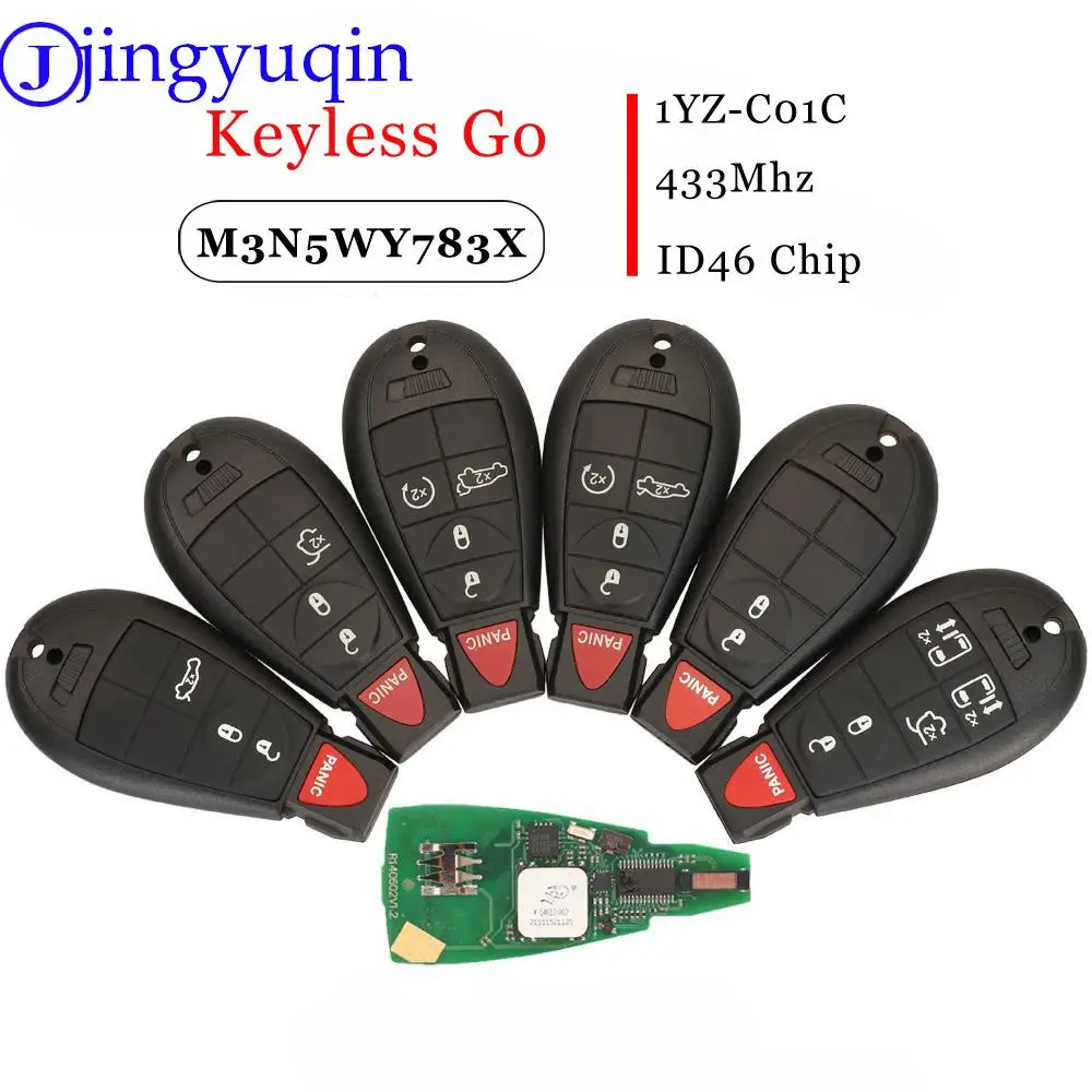 jingyuqin Remote Smart Car Key Keyless Go 433Mhz ID46 For Jeep Grand Cherokee Chrysler Town & Country 300 Dodge Caravan 1YZ-C01C