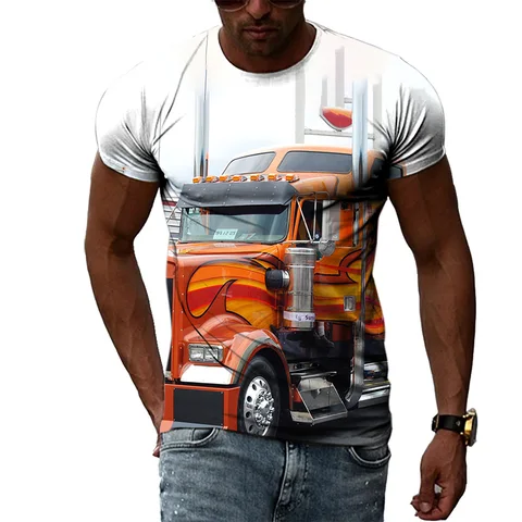Мужская футболка полиэстер 3D принт грузовик