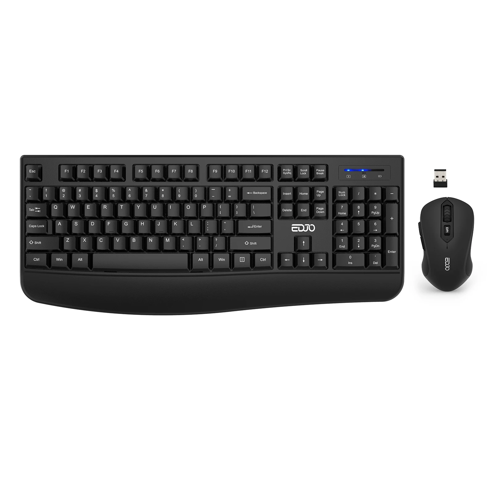 

EDJO Wireless Keyboard and Mouse Combo 2.4G Full-Sized Ergonomic Computer Keyboard 3 Level DPI Adjustable Wireless Mouse