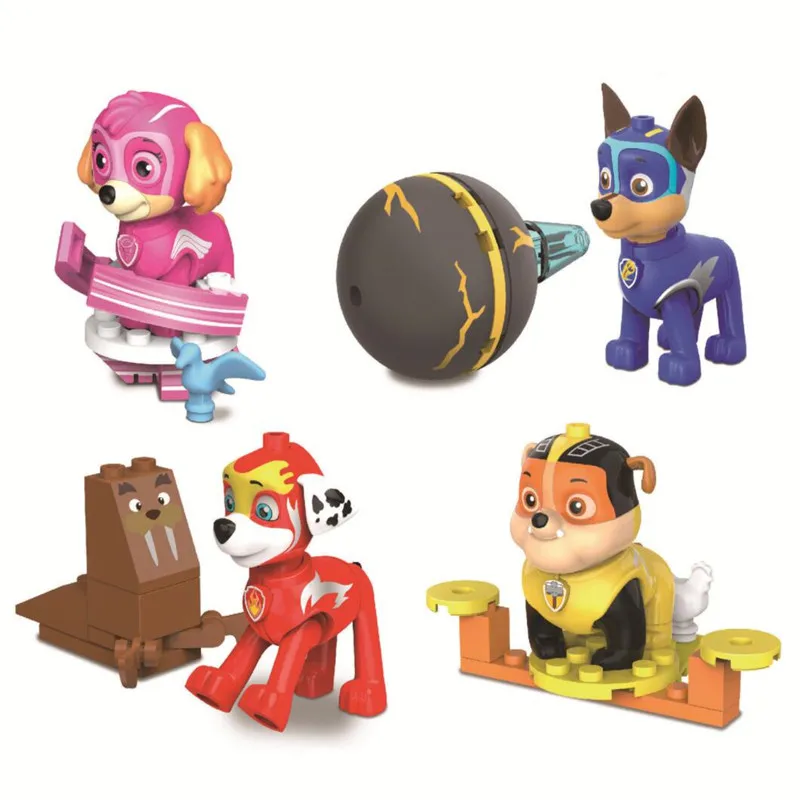 

4 Pcs/Set Genuine Paw Patrol Dog Assembled Toys Egg Twisting Anime Role Puppy Chase Marshall Rubble Skye Model Children Gifts
