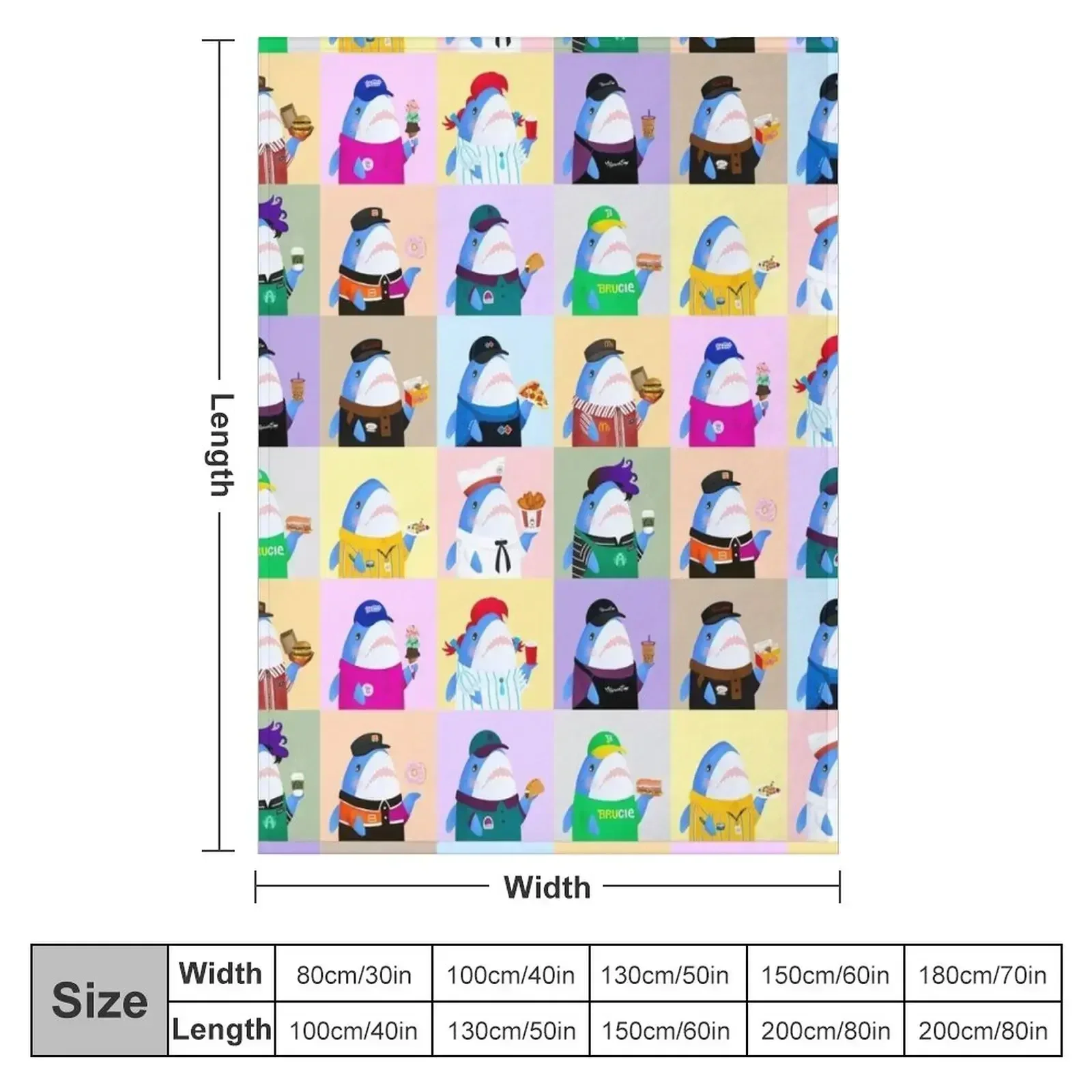 Brucie Blahaj фаст-фуд/смагие пищевые узоры Одеяло Роскошные утолщенные волосатые