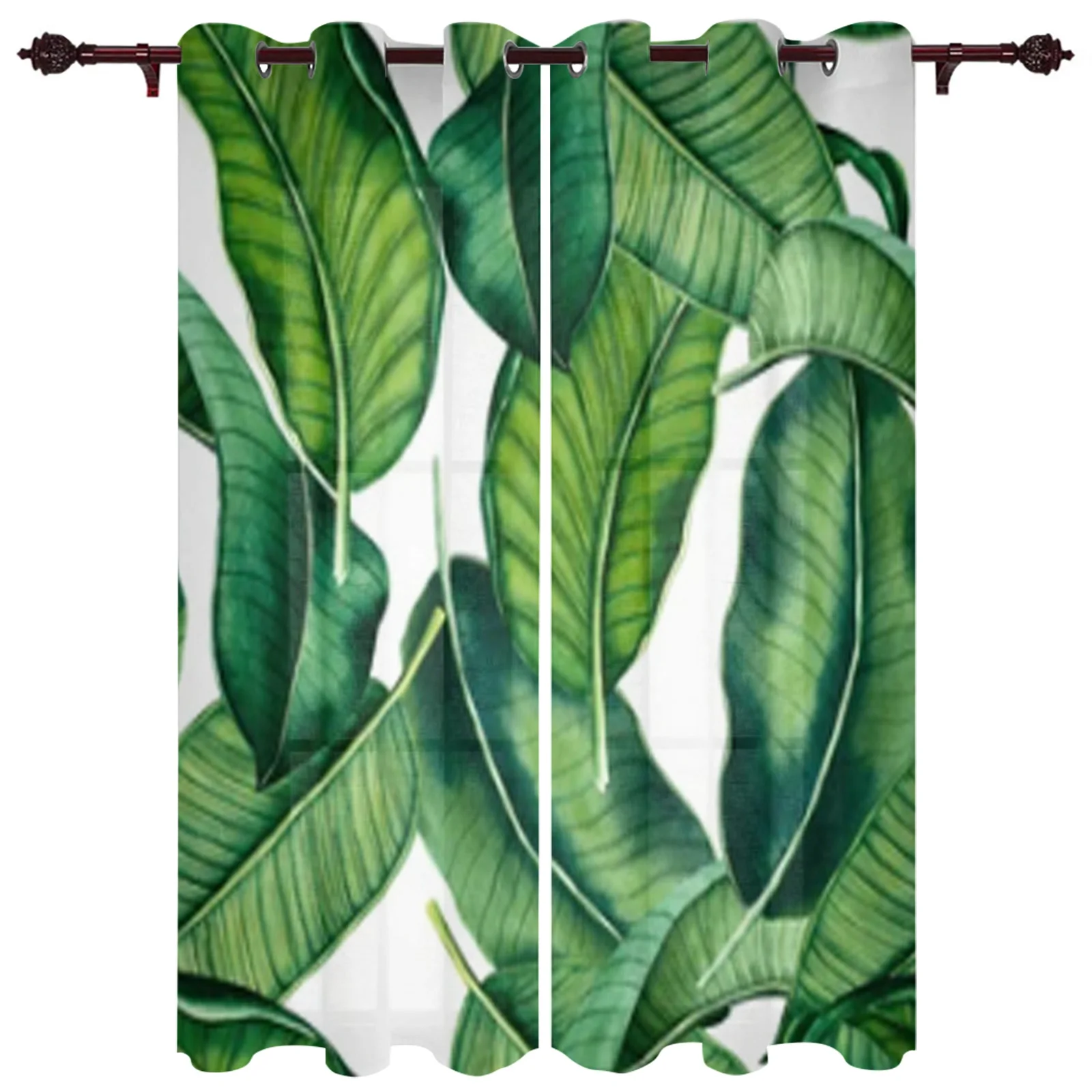 

Tropical Watercolor Botanical Leaves Luxury Curtains Living Room Bedroom Window Curtain Valance Curtains For Kitchen Home Decor