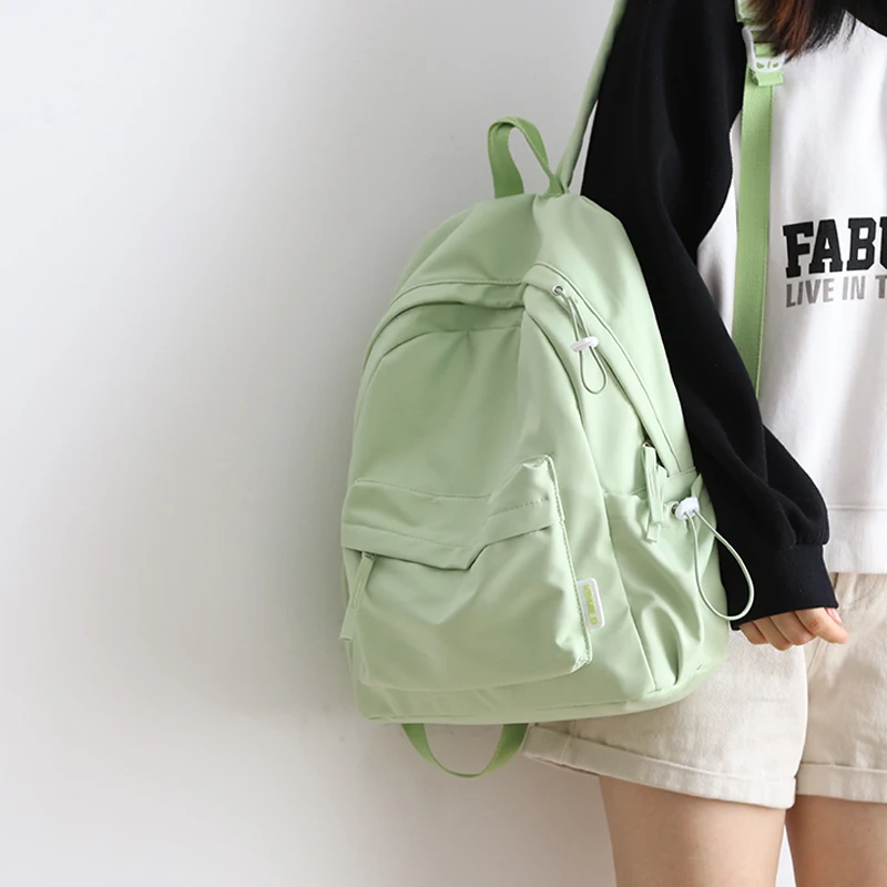 

Women Schoolbag Waterproof Large Capacity Backpack Zipper Strong Load Bearing Backpack Solid Color Teens Unisex Daypack Bookbag